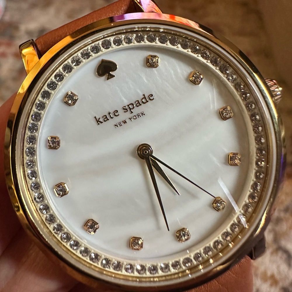 Kate Spade Monterey Mother of Pearl Dial Brown Leather Band Ladies Watch KSW1050